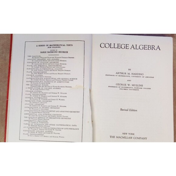 College Algebra 1936 Harding and Mullins Vintage Hardcover Book - Picture 15 of 16